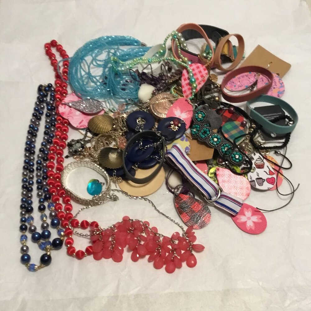 Colorful lot of scrap jewelry for crafts, stone recovery, repairs, etc.